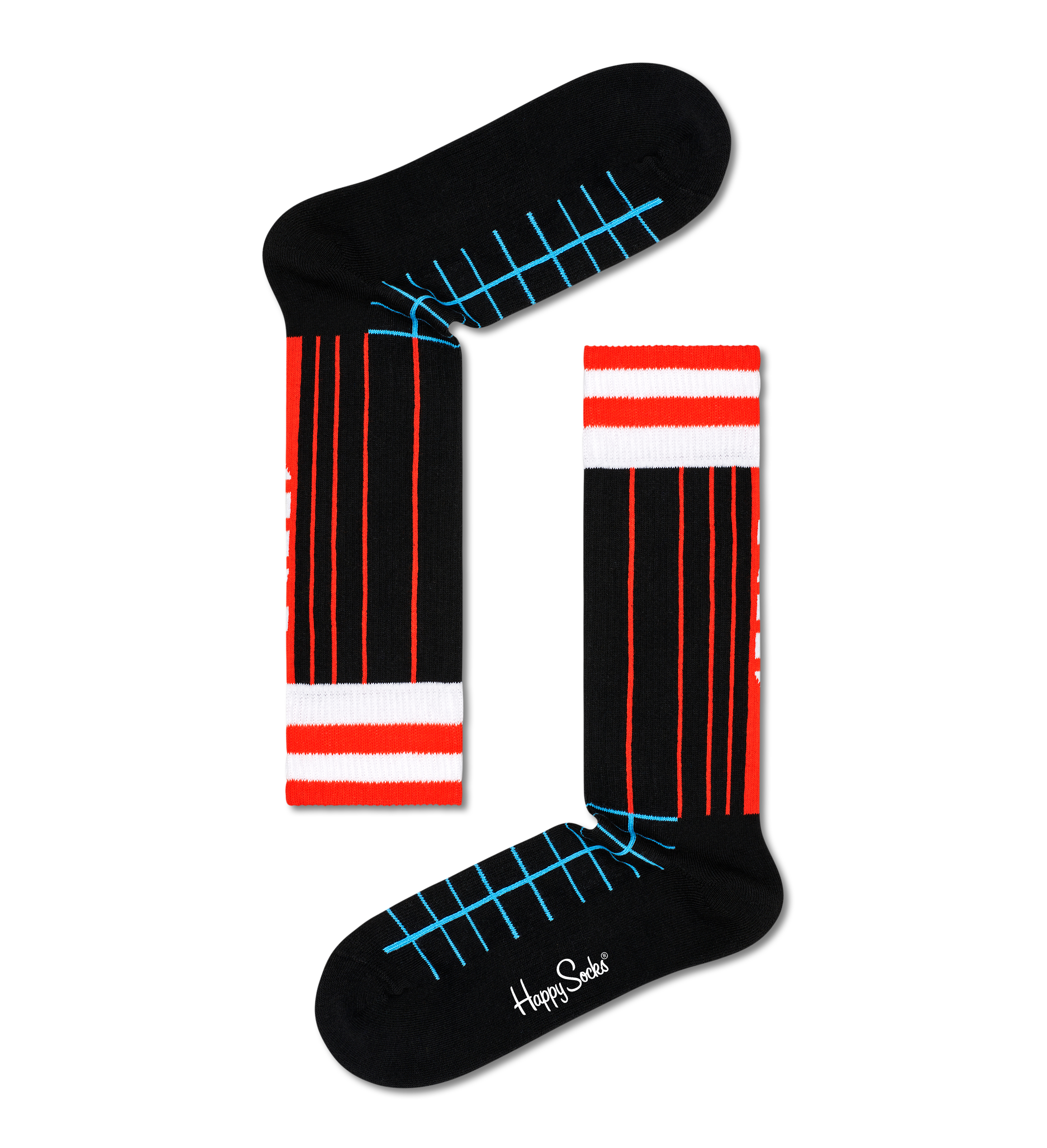 Black Grid Stripe Crew Sock | Happy Socks