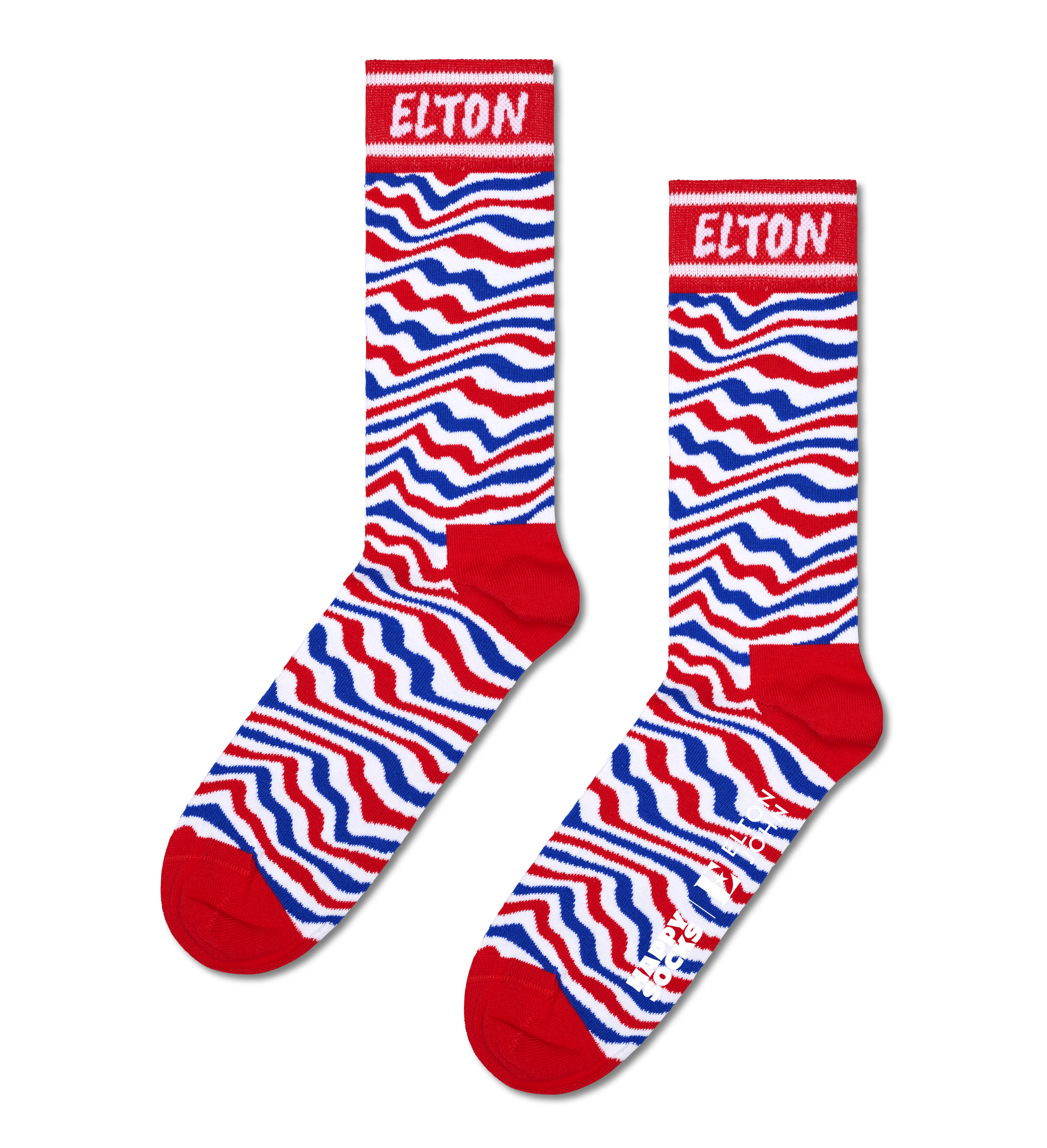 Red Elton John Striped Crew Socks