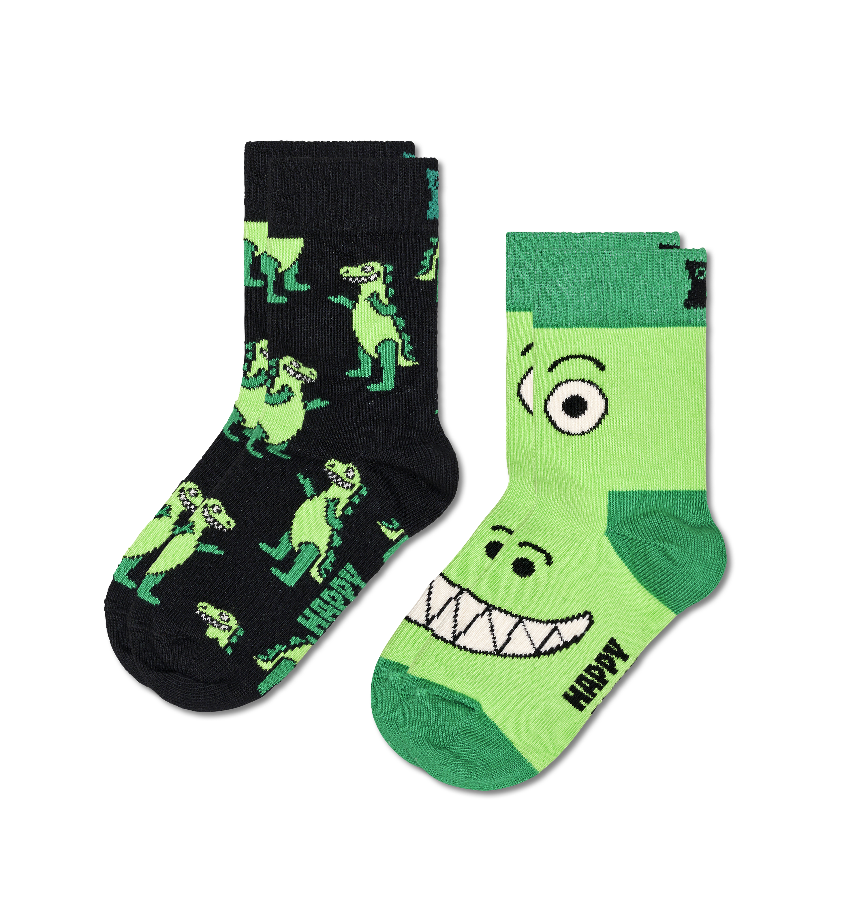 Black 2-Pack Dinosaur Crew Socks