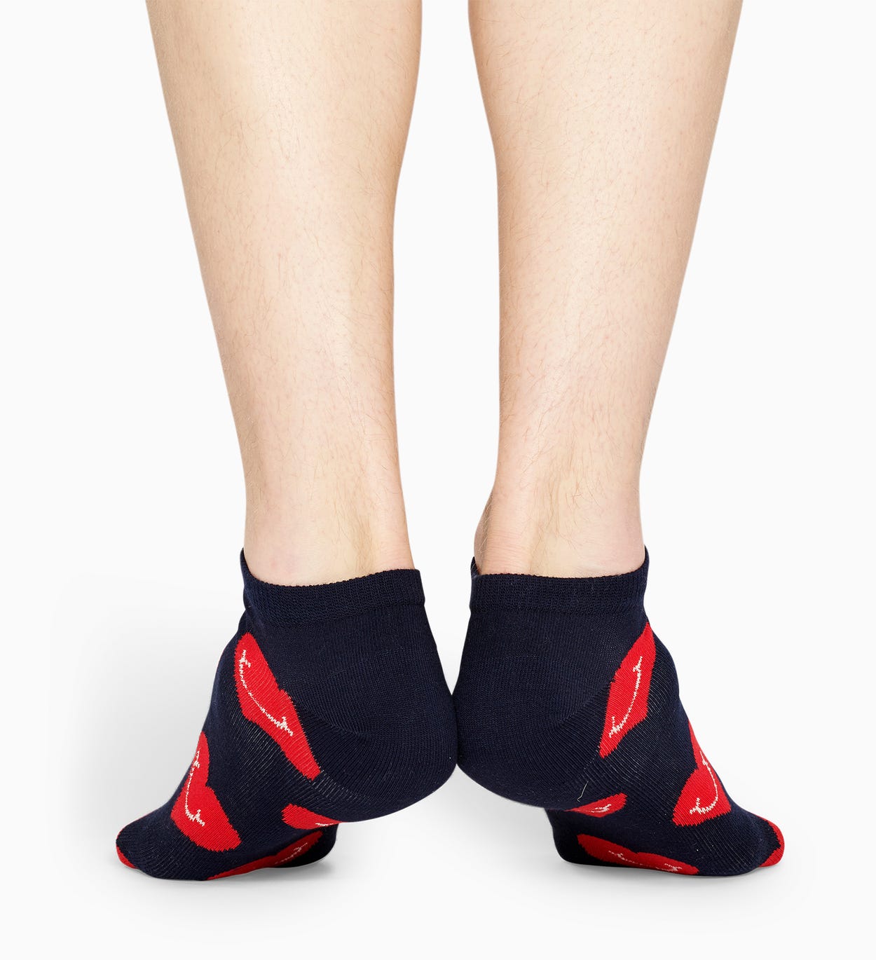 Marineblauer Sneaker-Socken: Smile Heart Muster | Happy Socks