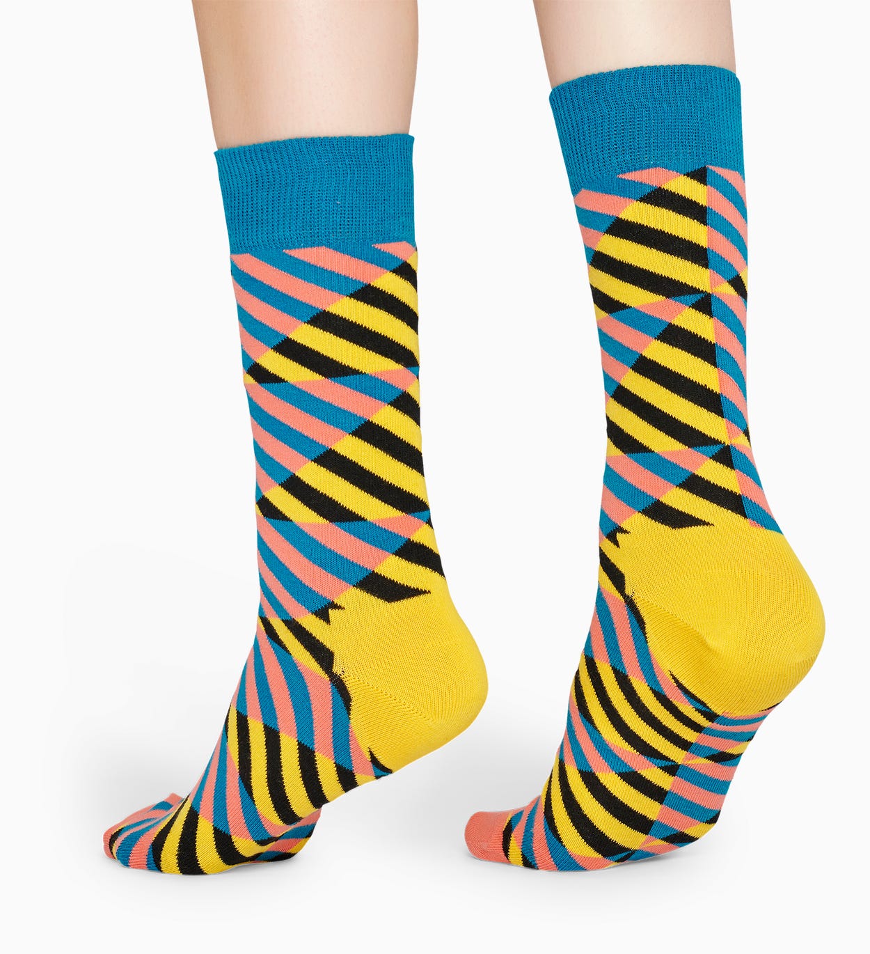 Gelber Baumwollsocken: Diagonal Stripe Muster | Happy Socks