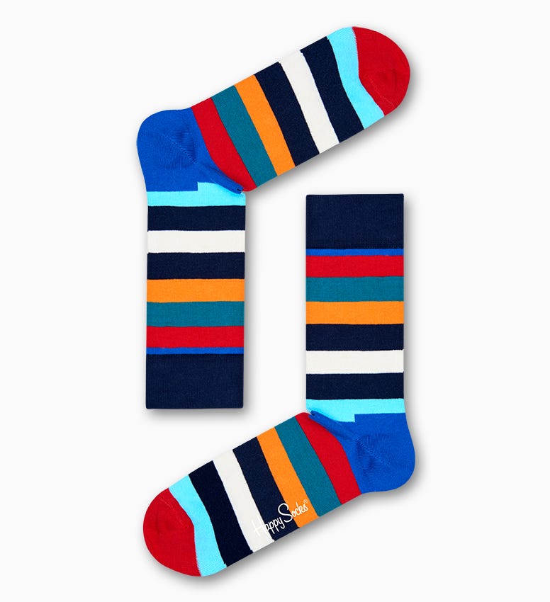 Blaue Multicolor Stripe Socken aus Baumwolle | Happy Socks