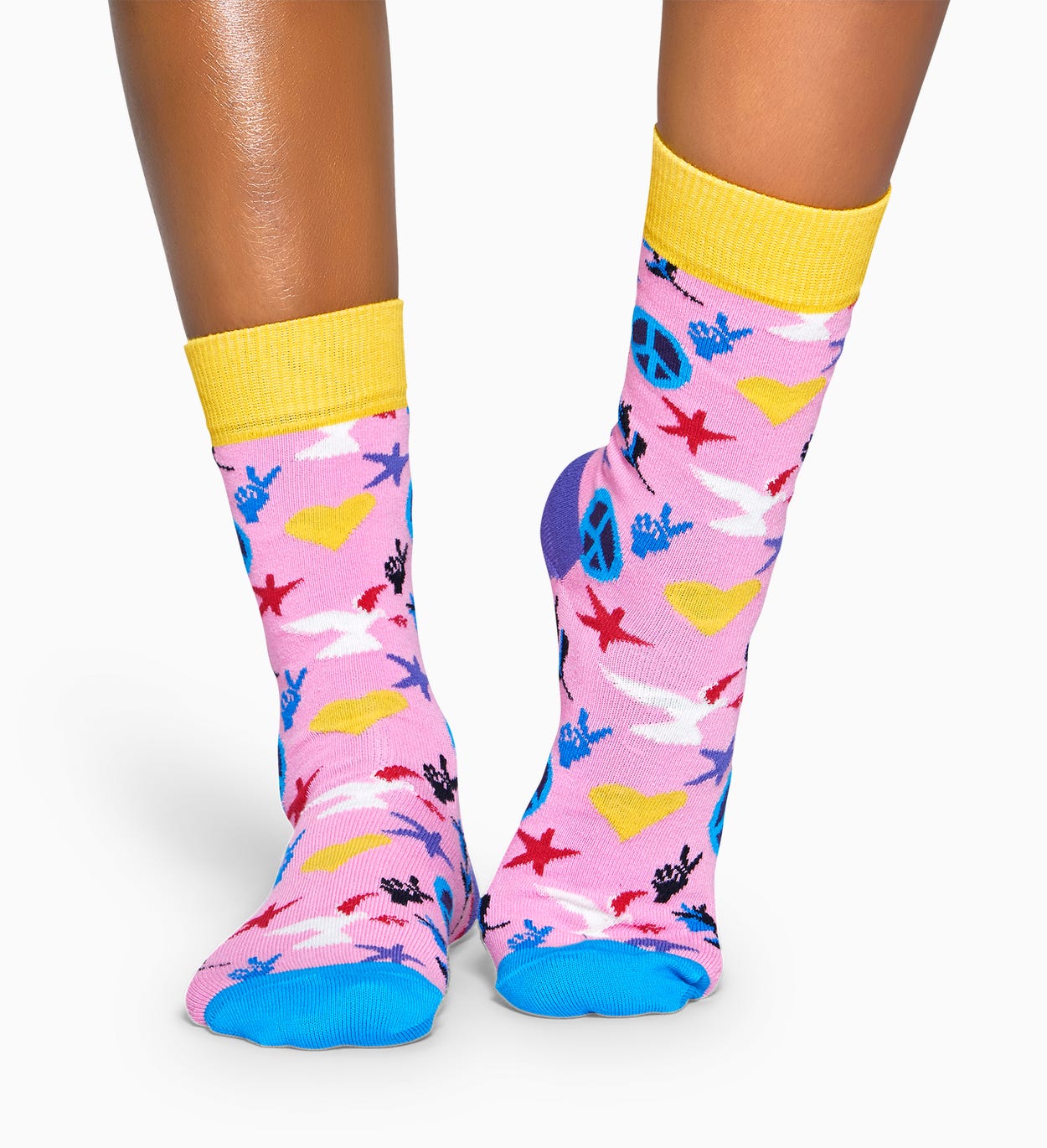 Pinke Baumwollsocken: Peace And Love Design | Happy Socks