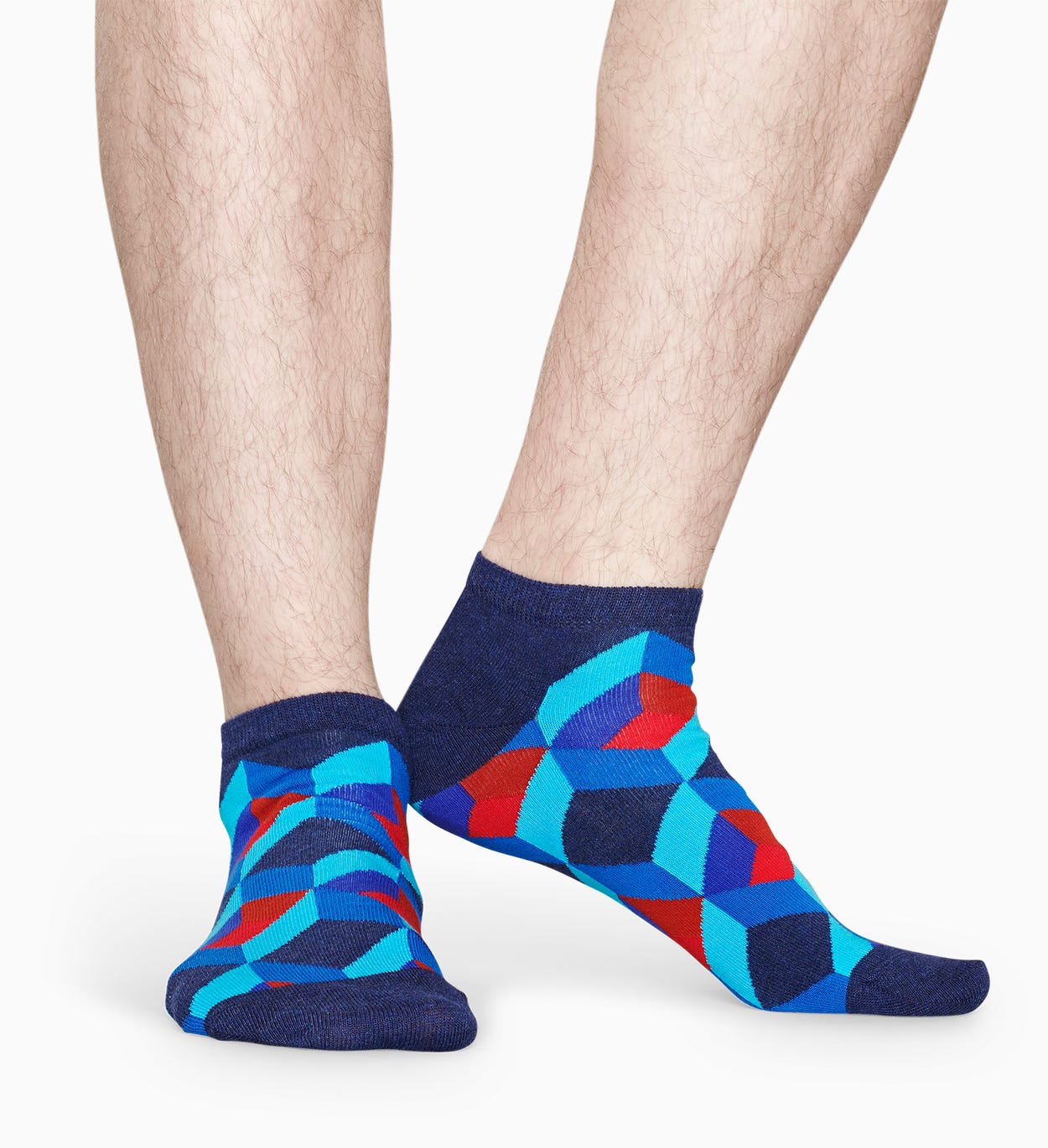 Blaue Low Socken: Optic Square | Happy Socks