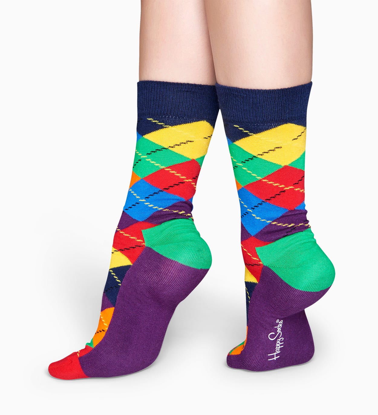 Lila Grüne Baumwollsocken: Argyle Design | Happy Socks