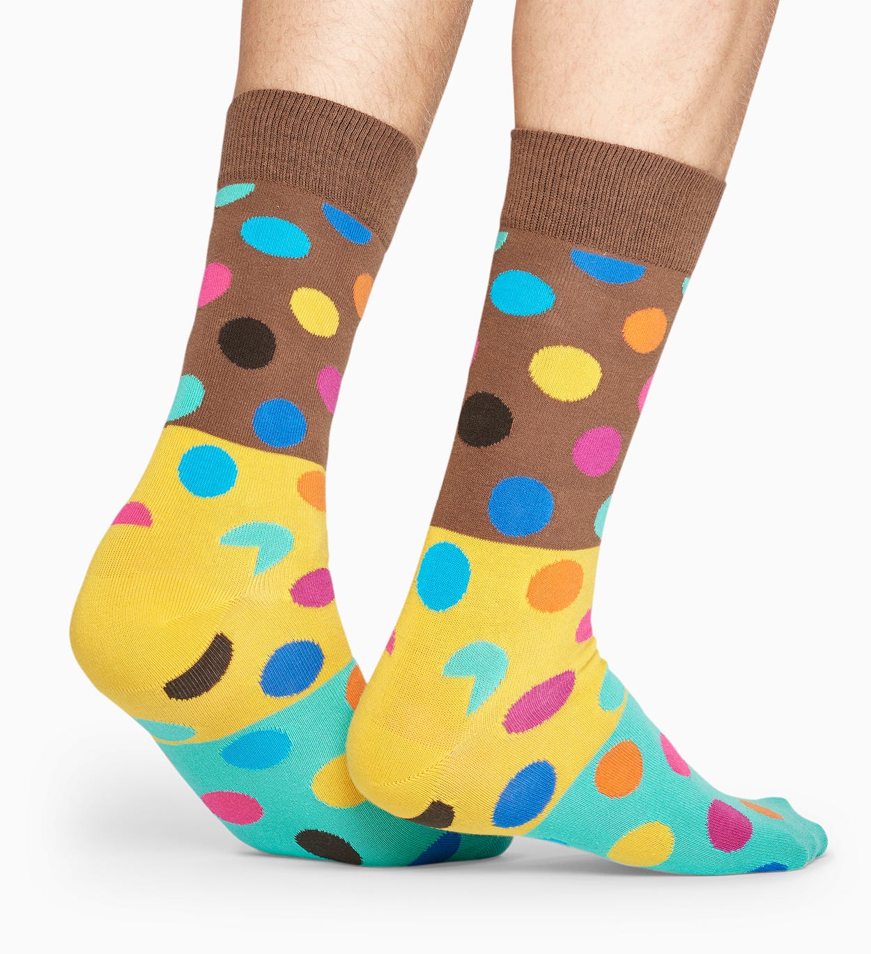 Brown Turquoise socks: Big Dot Block pattern | Happy Socks