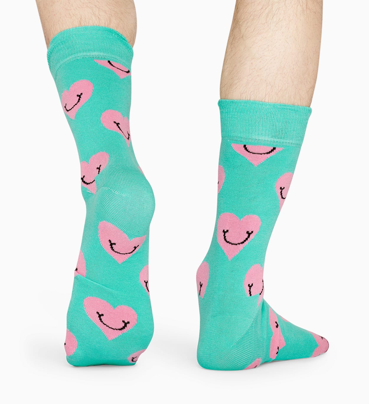 Turquoise cotton socks: Smile Heart pattern | Happy Socks
