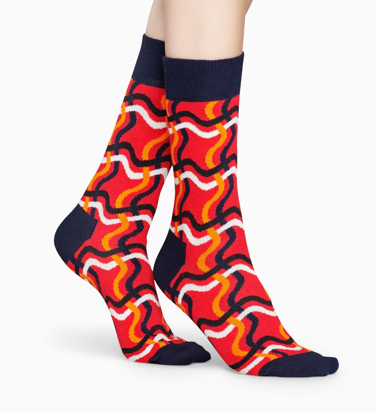 Gemusterte rote Socken: Squiggly | Happy Socks