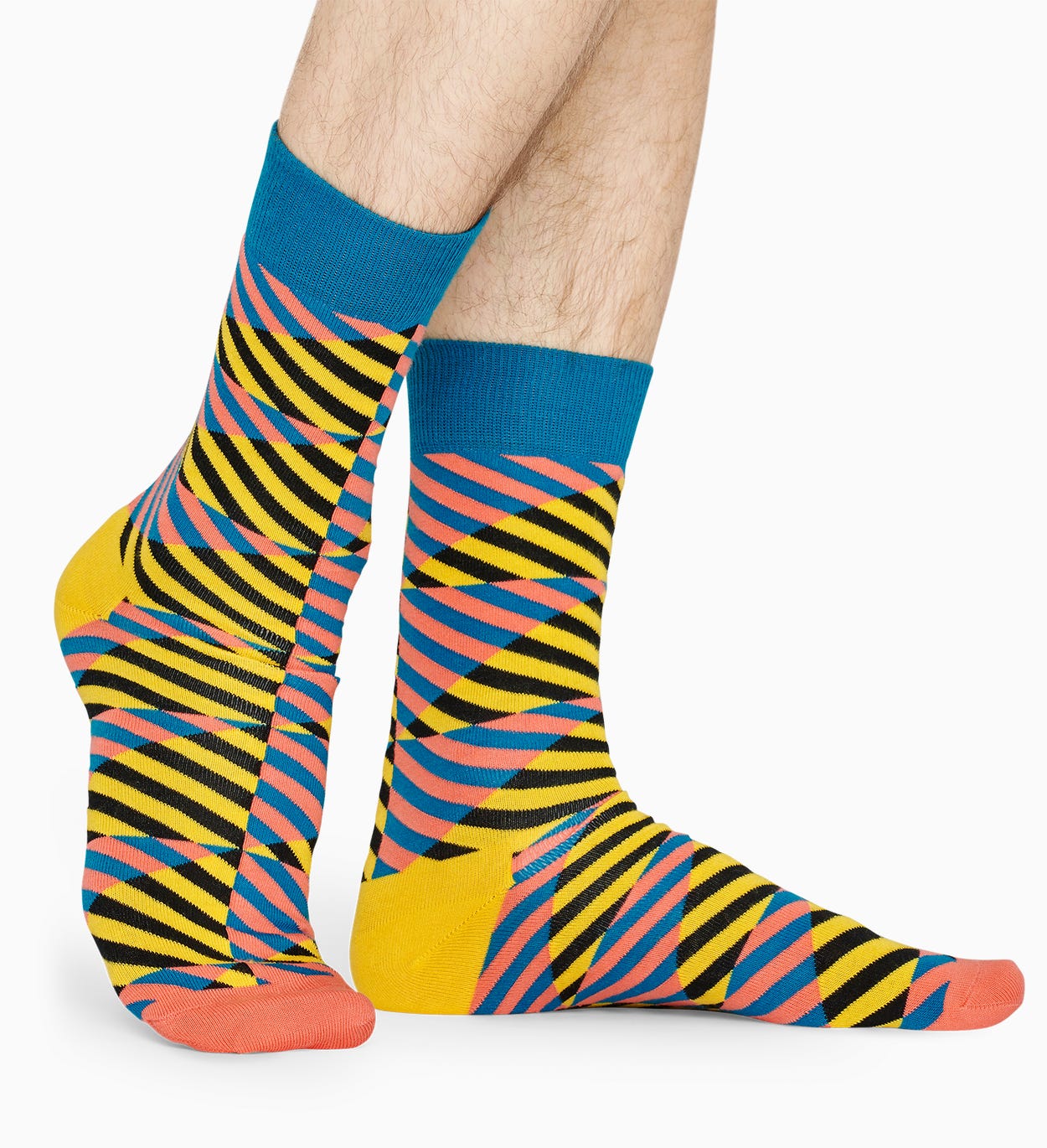 Gelber Baumwollsocken: Diagonal Stripe Muster | Happy Socks