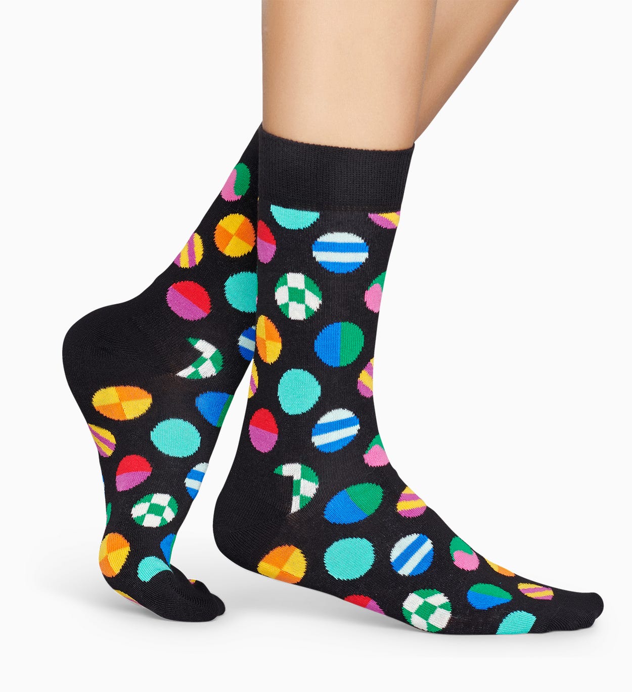 Gemusterte schwarze Socken: Clashing Dot | Happy Socks
