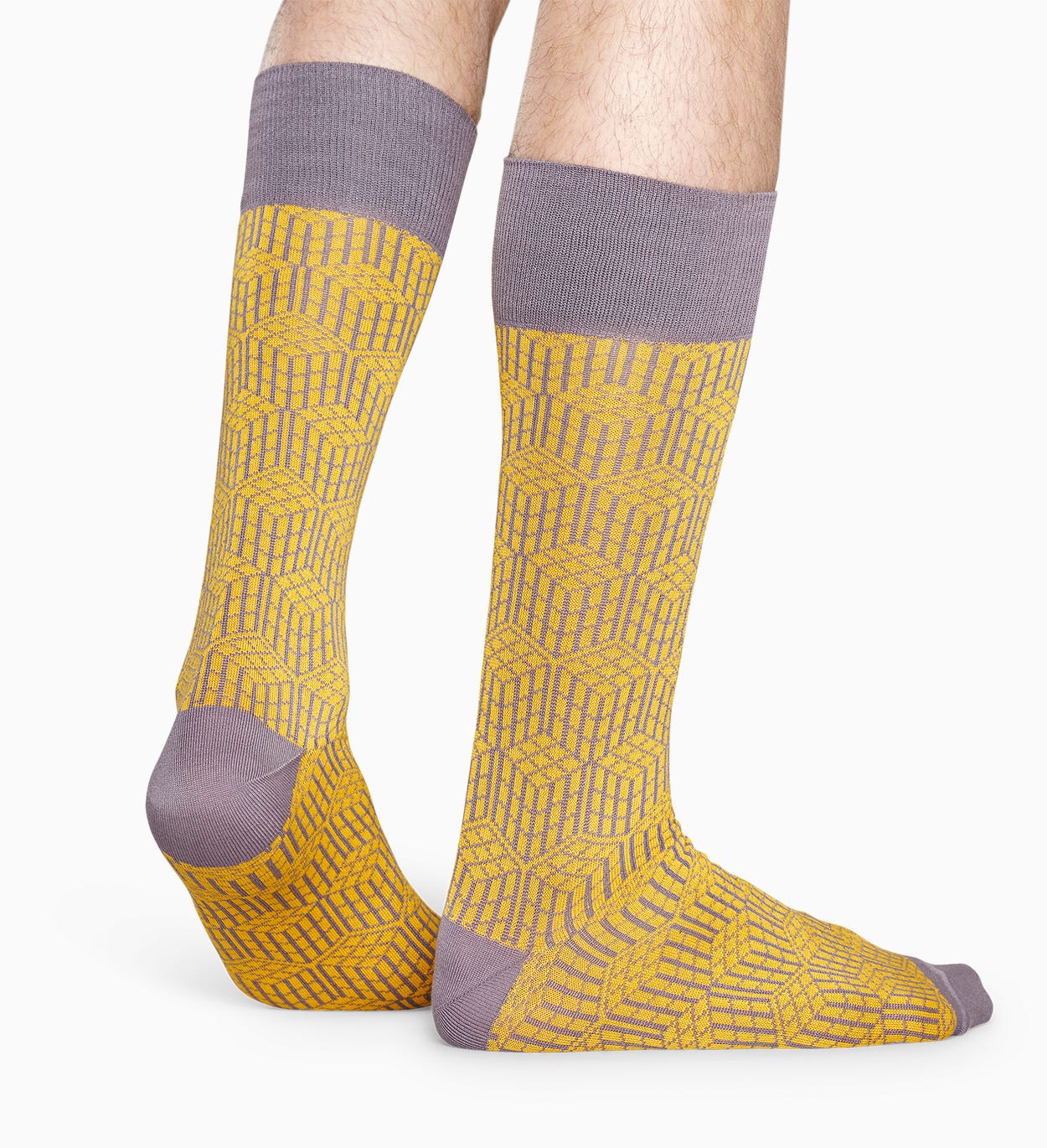 Gelbe Anzugsocken: Geometric - Dressed | Happy Socks