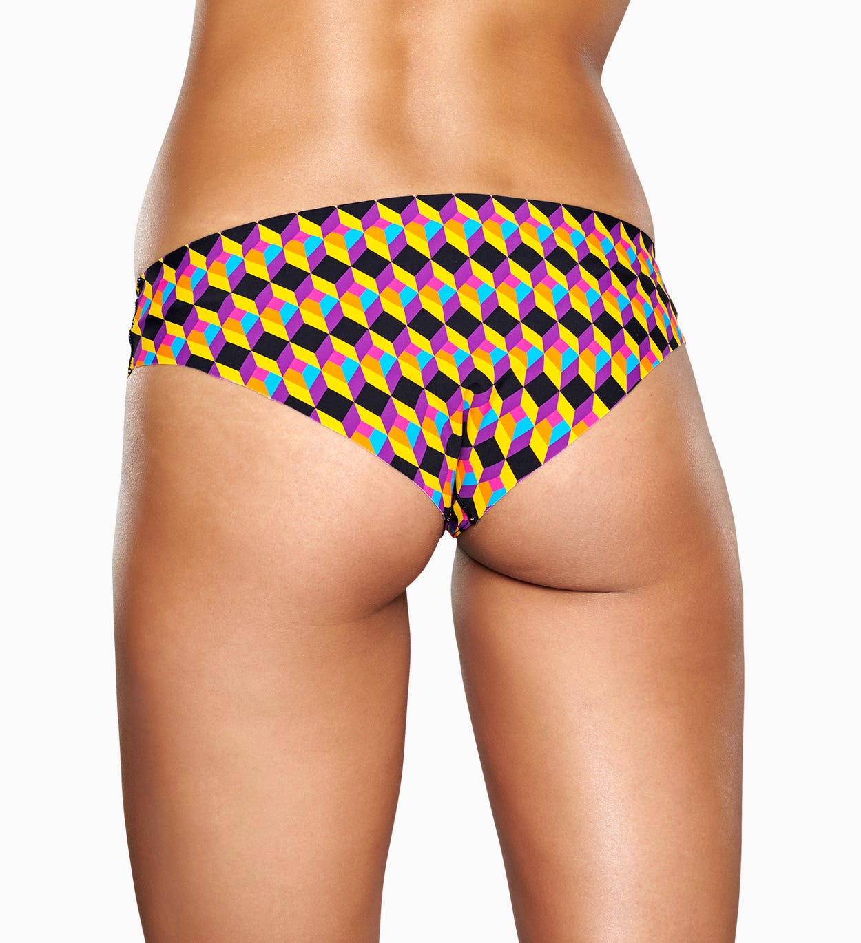 Damenunterwäsche: Optic Square Cheeky, Gelb | Happy Socks