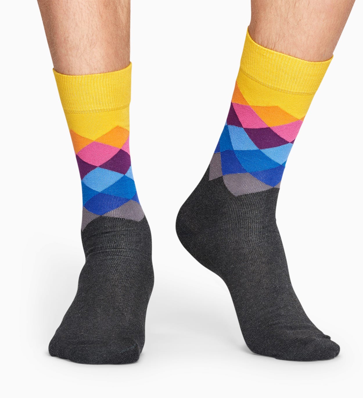 ダークグリーン コットンソックス: Faded Diamond 柄 | Happy Socks