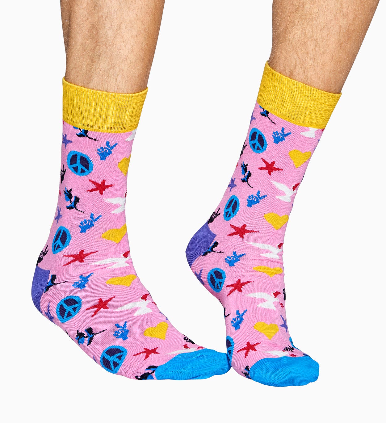 Pinke Baumwollsocken: Peace And Love Design | Happy Socks