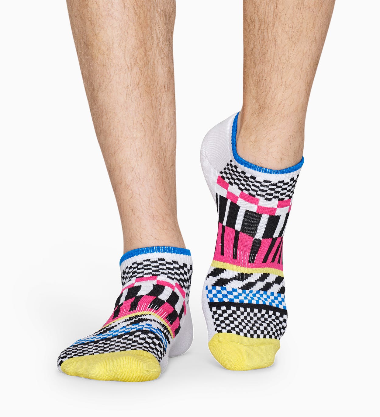 Weiße niedrige Sportsocken: Streifen - ATHLETIC | Happy Socks