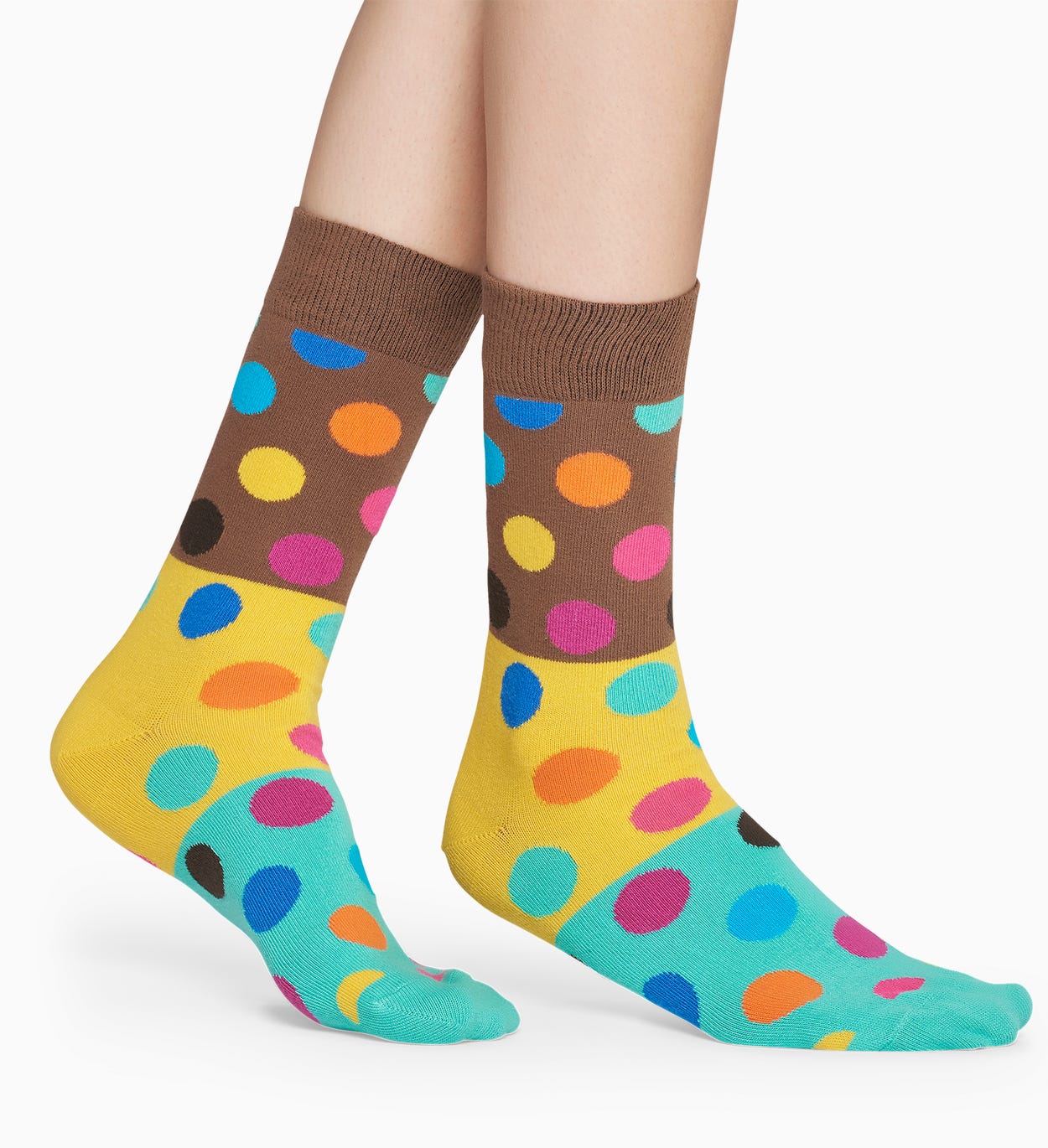 Brown Turquoise socks: Big Dot Block pattern | Happy Socks