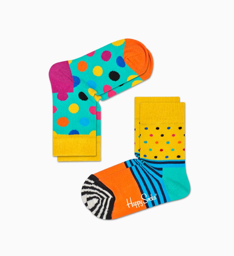 Yellow Turquoise baby socks: Big Dot - 2pc | Happy Socks