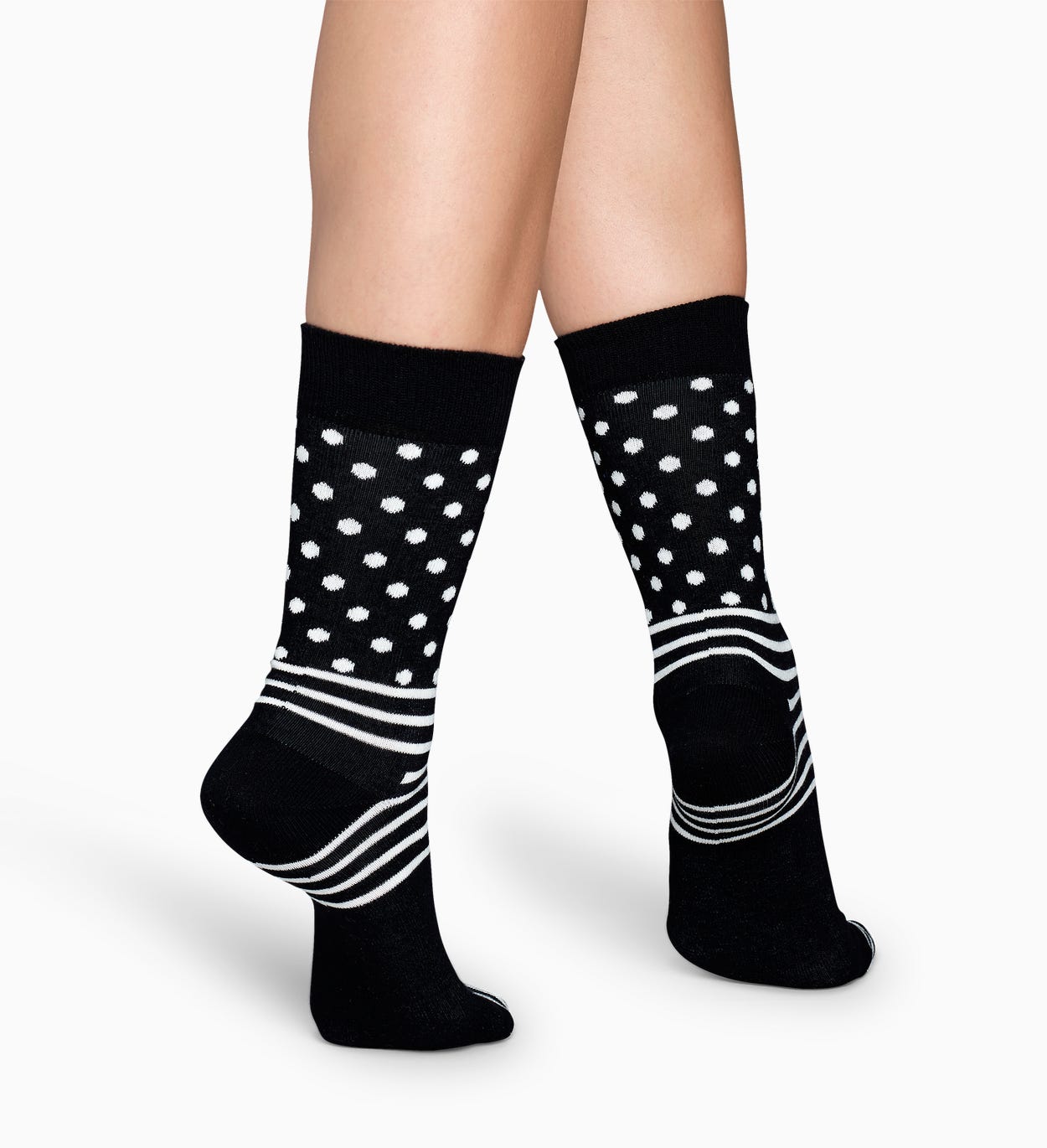 Schwarze And Weiße Baumwollsocken: Stripe Dot | Happy Socks