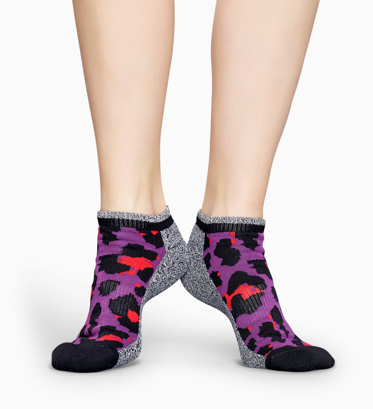 Lilafarbene Knöchelsocken: Leopard - Athletic | Happy Socks