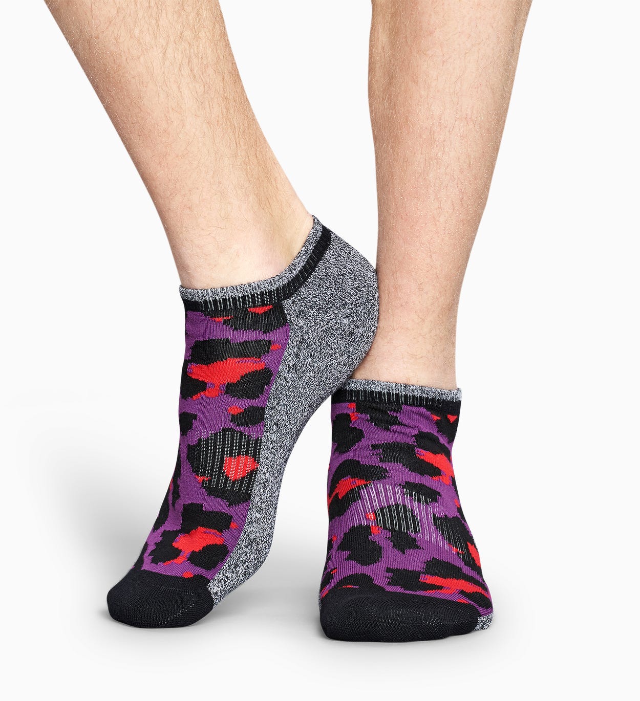 Lilafarbene Knöchelsocken: Leopard - Athletic | Happy Socks