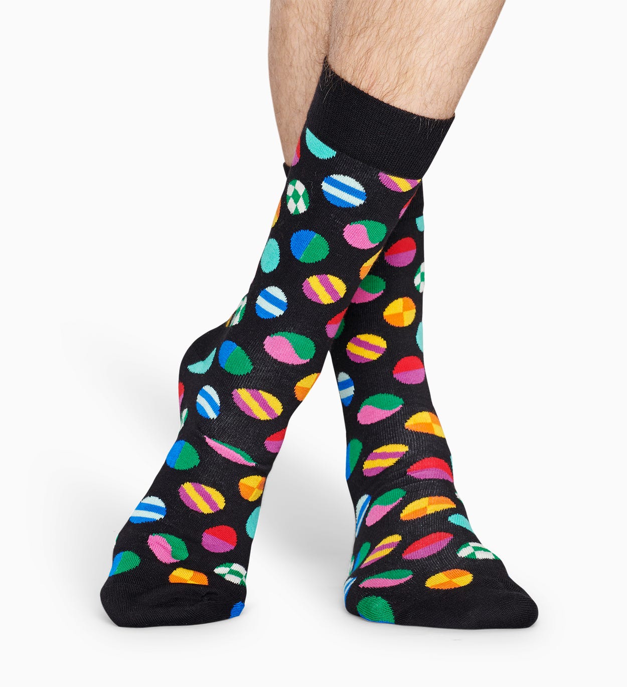 Gemusterte schwarze Socken: Clashing Dot | Happy Socks