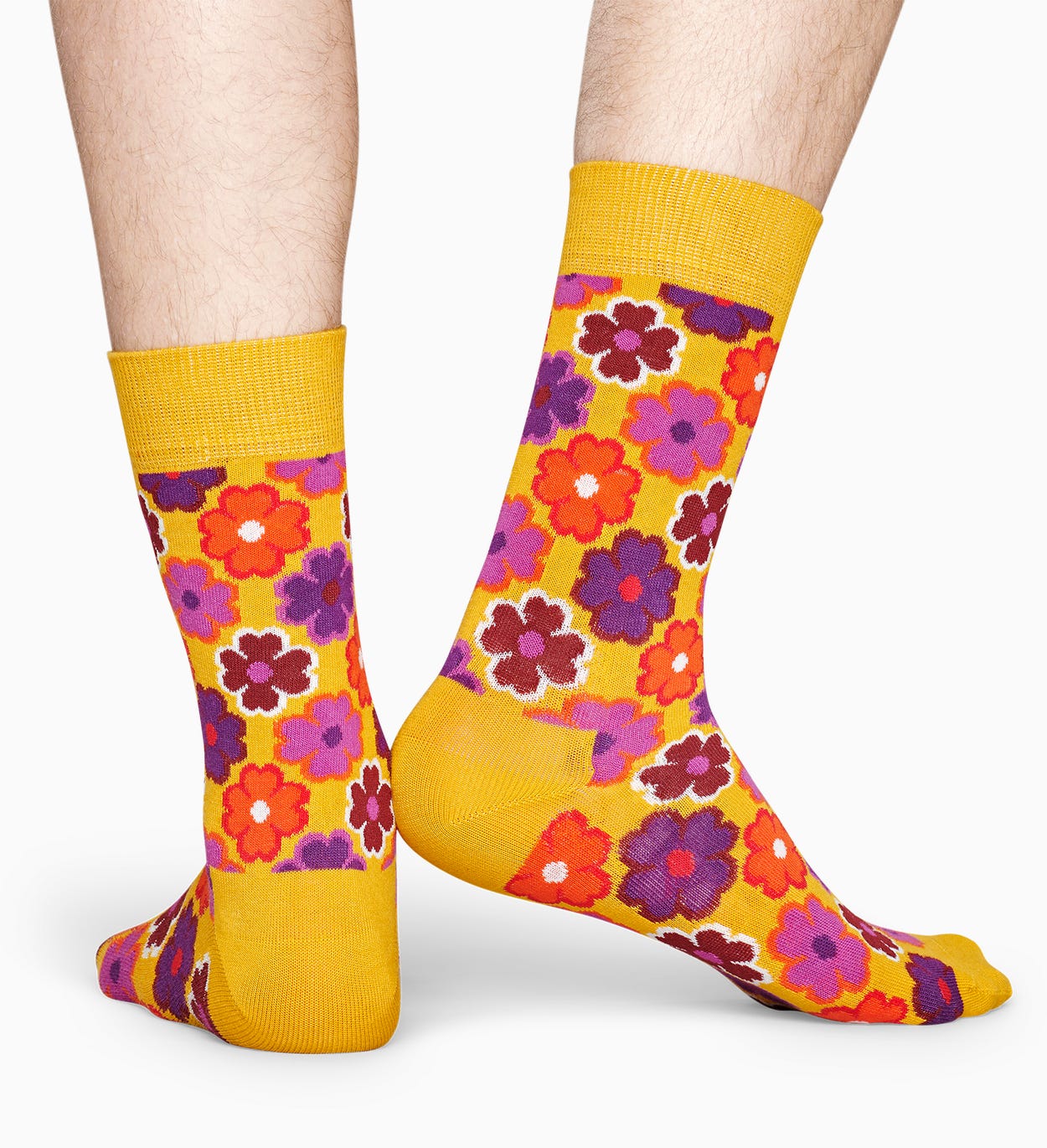 Gemusterte gelbe Socken: Flower Power | Happy Socks