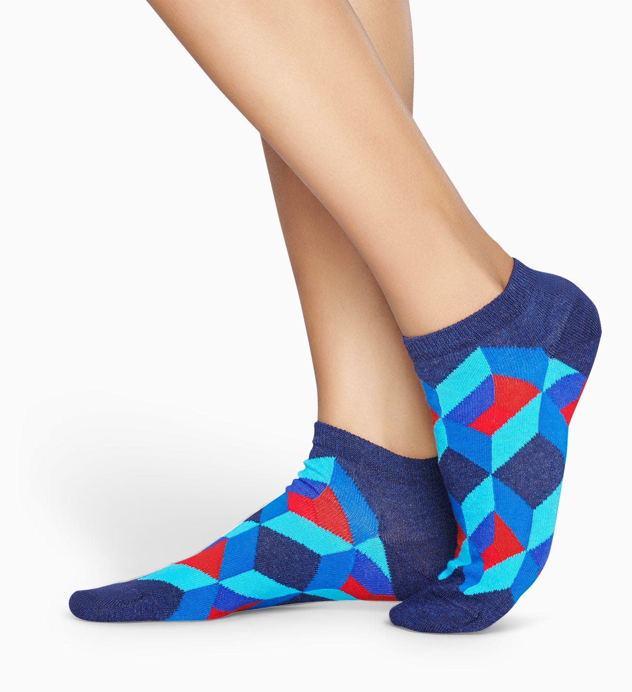 Blaue Low Socken: Optic Square | Happy Socks