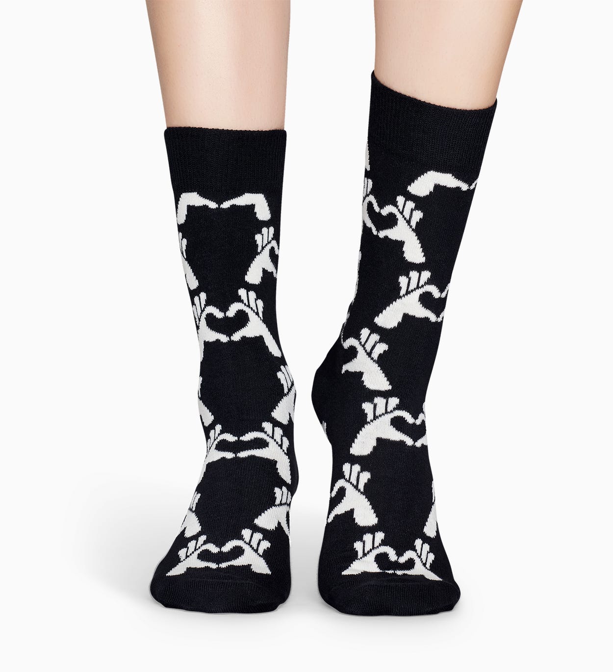 Gemusterte schwarze Socken: Love | Happy Socks