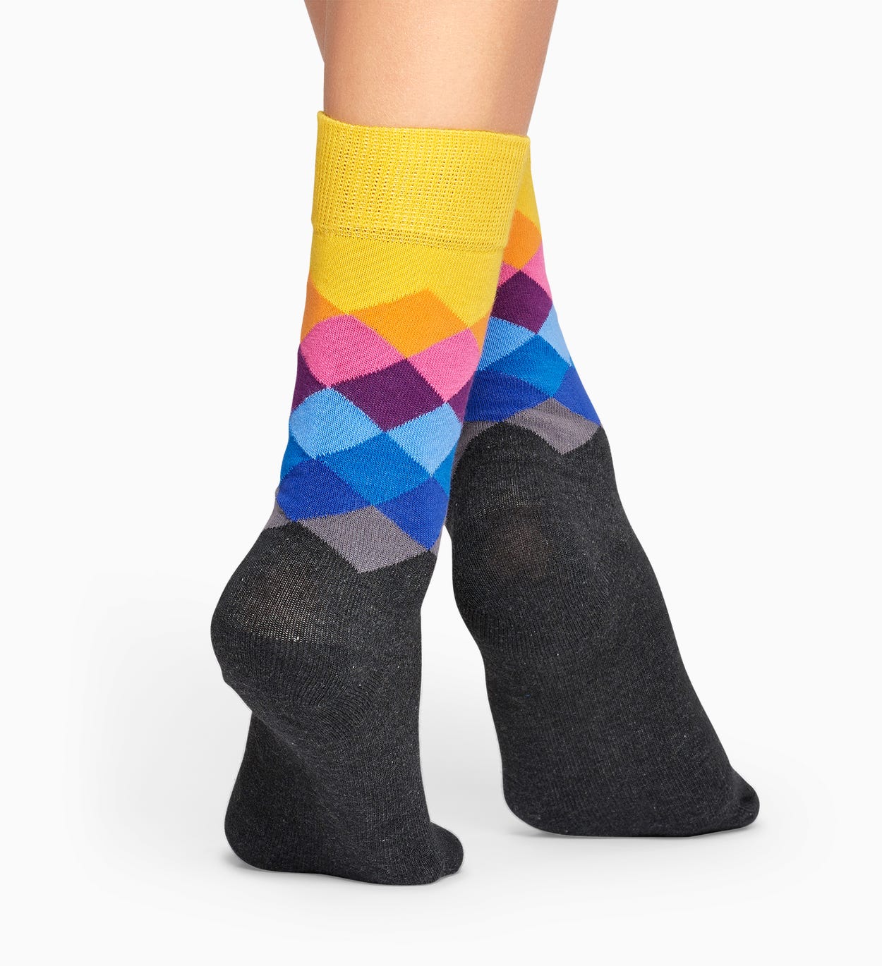 ダークグリーン コットンソックス: Faded Diamond 柄 | Happy Socks