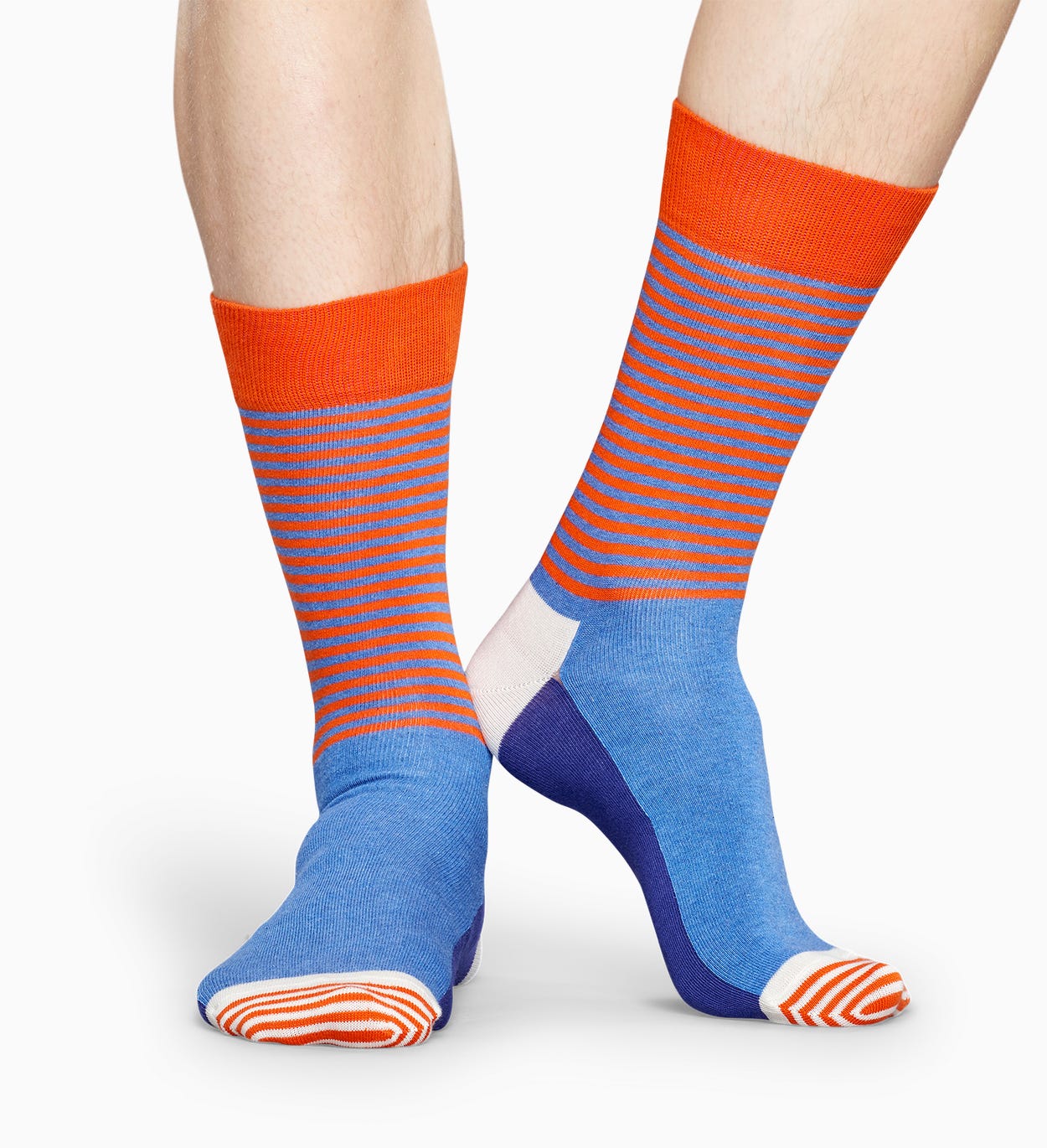 Gestreifte Socken in Blau Orange: Half Stripe | Happy Socks