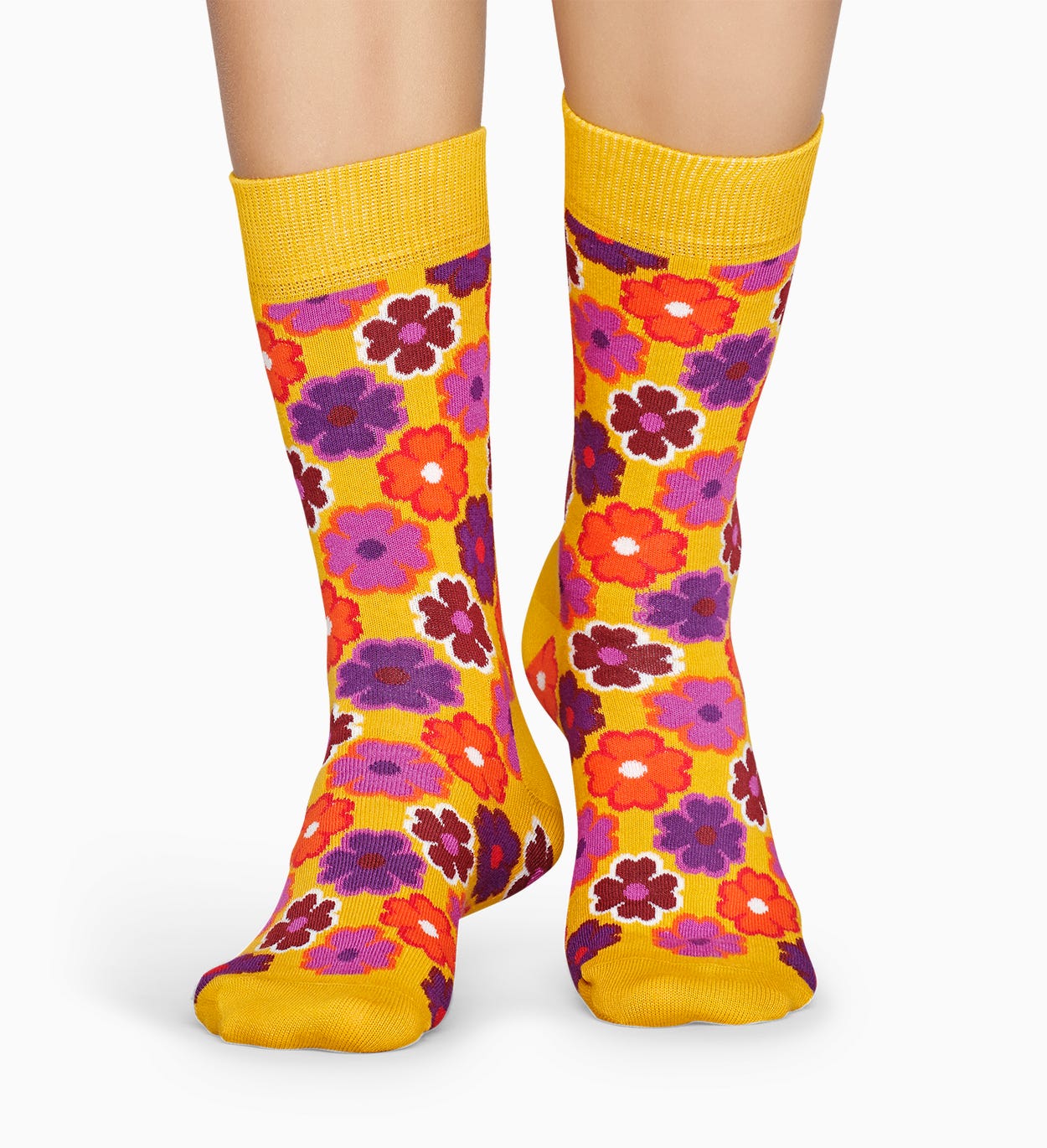 Gemusterte gelbe Socken: Flower Power | Happy Socks