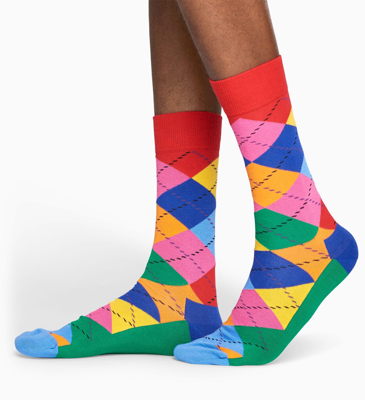 グリーン レッド コットンソックス: アーガイル 柄 | Happy Socks