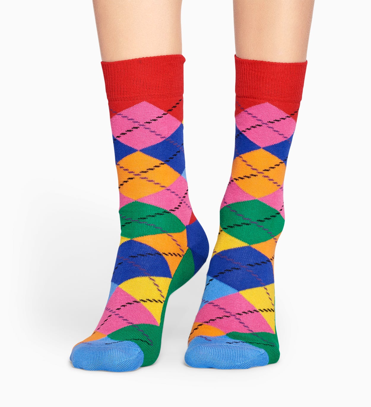 グリーン レッド コットンソックス: アーガイル 柄 | Happy Socks