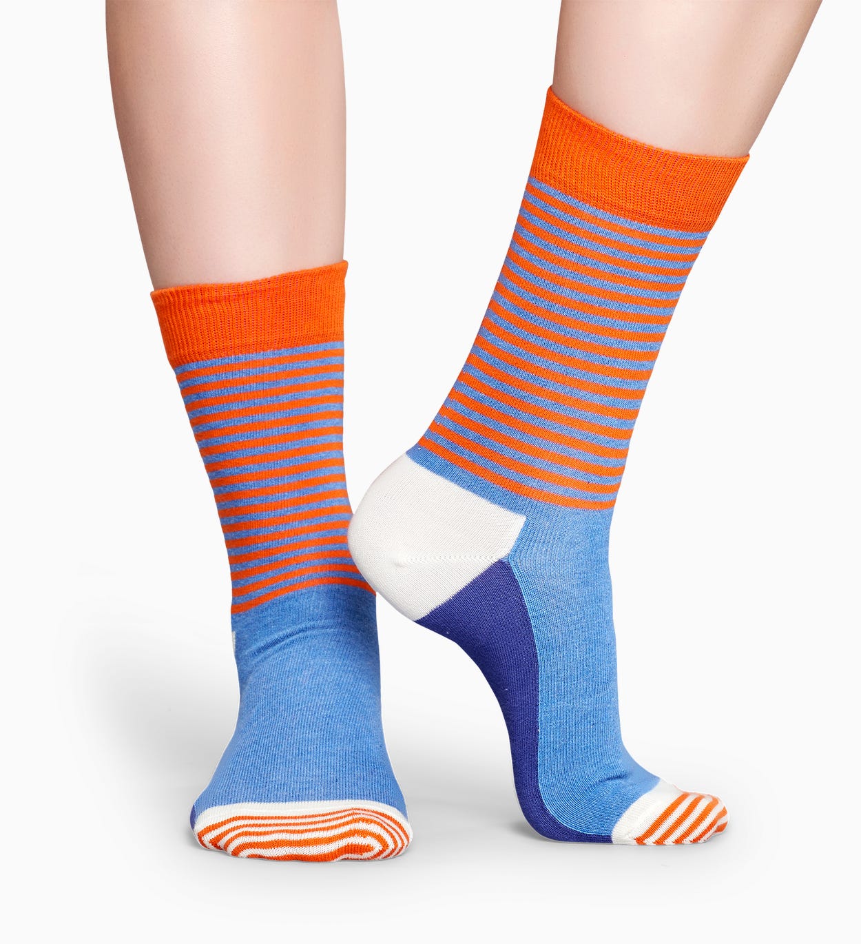 Gestreifte Socken in Blau Orange: Half Stripe | Happy Socks