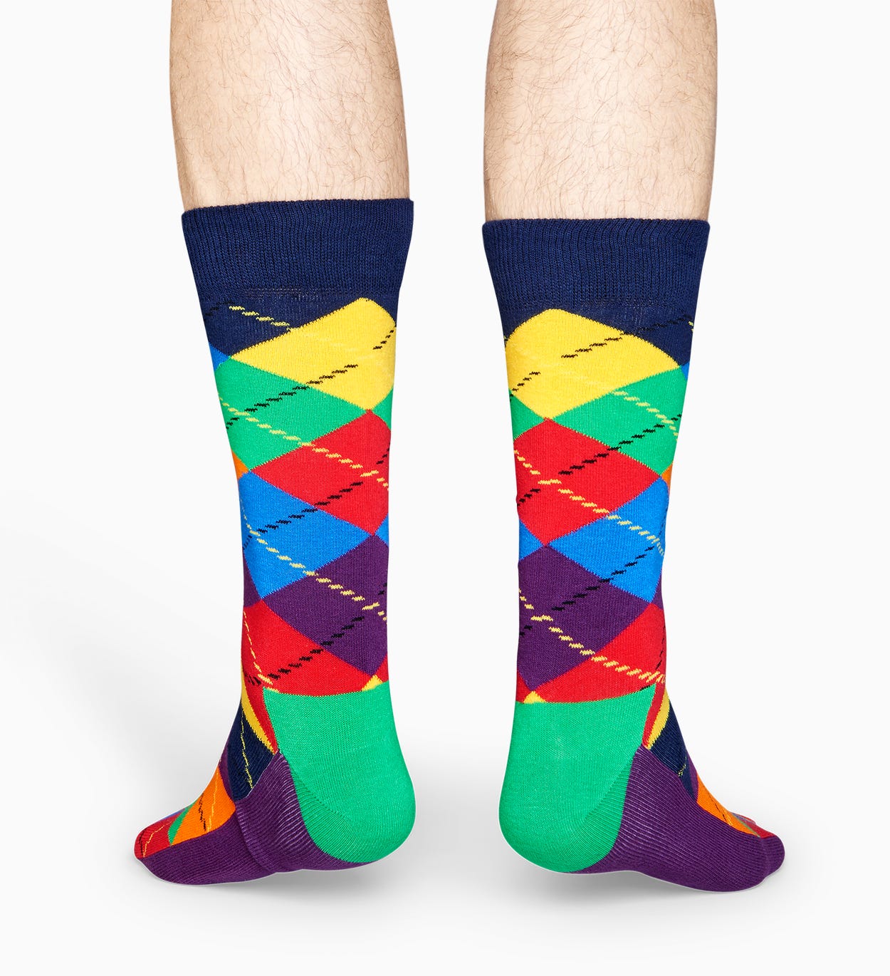 Lila Grüne Baumwollsocken: Argyle Design | Happy Socks
