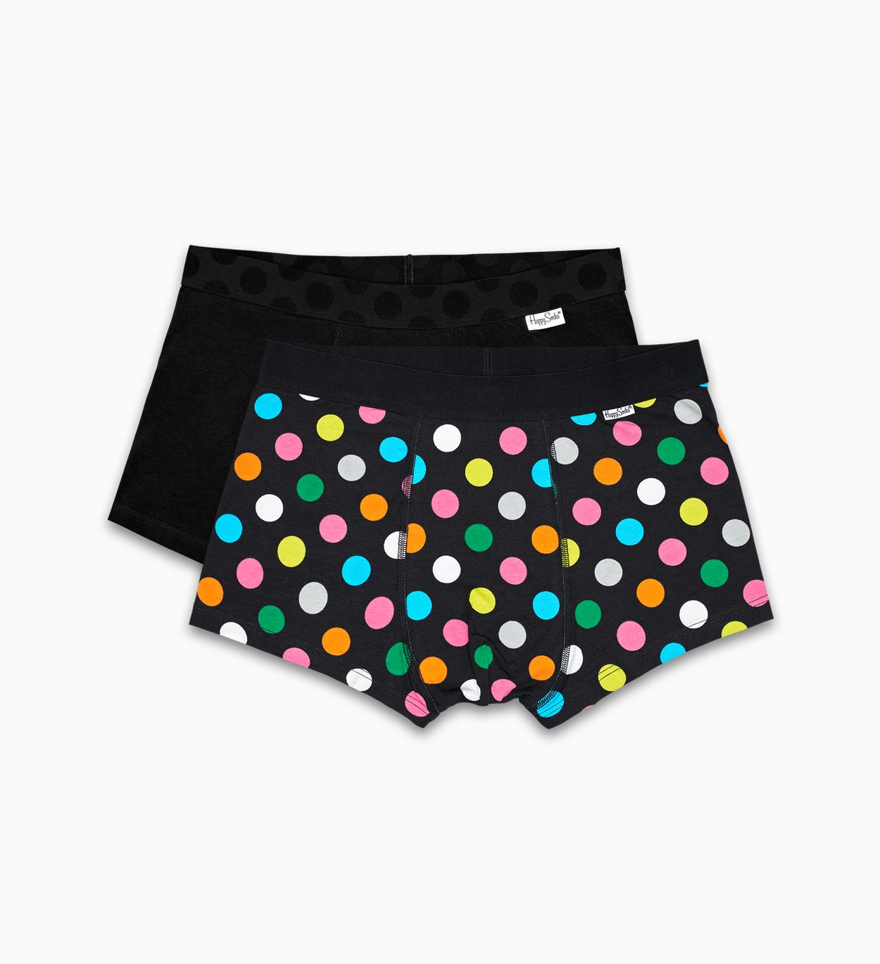 Schwarze Herrenunterwäsche 2-Pack: Big Dot Trunk | Happy Socks