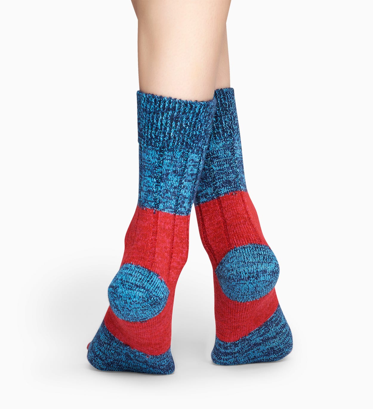 Blue Red wool socks: Blocked Rib pattern | Happy Socks