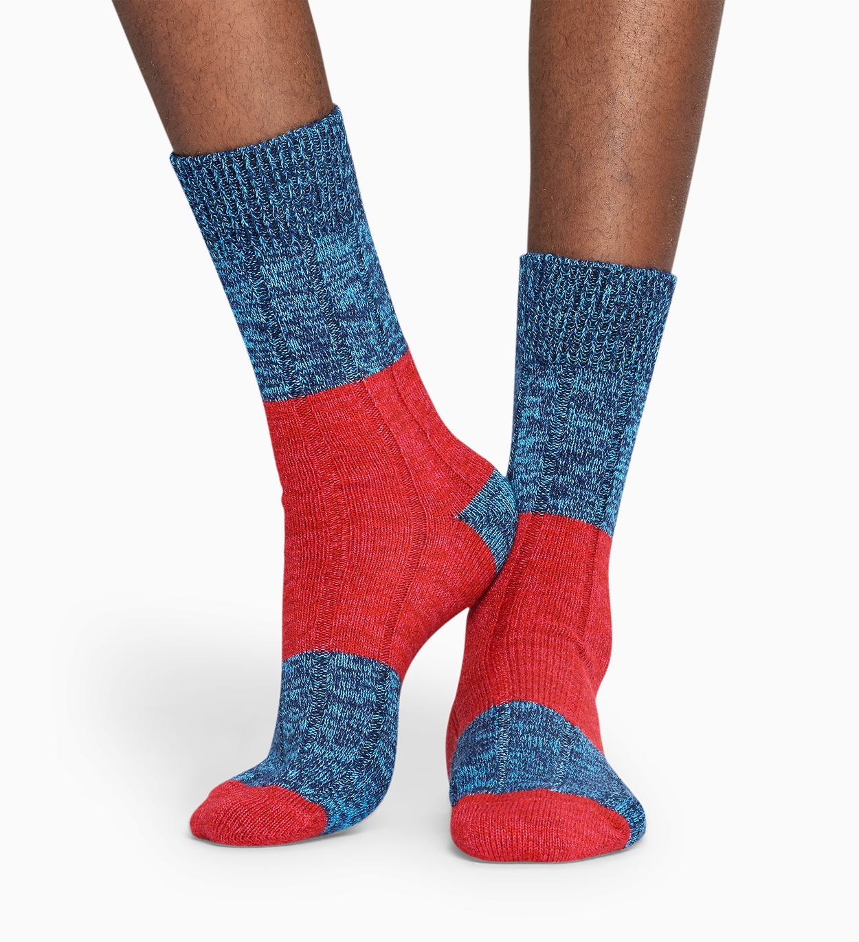 Blue Red wool socks: Blocked Rib pattern | Happy Socks