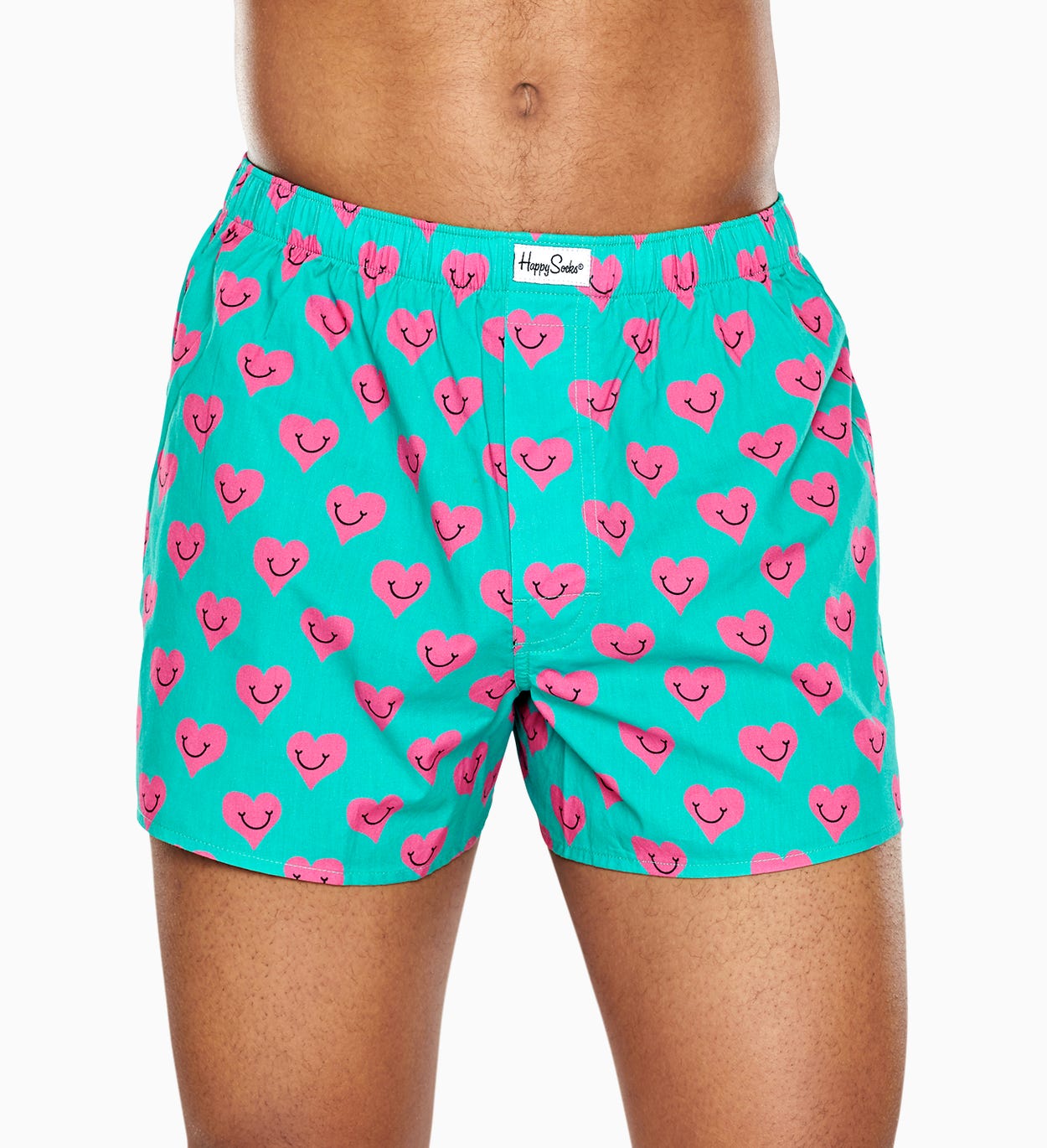 Türkiser Boxer: Smile Heart - Herrenunterwäsche | Happy Socks