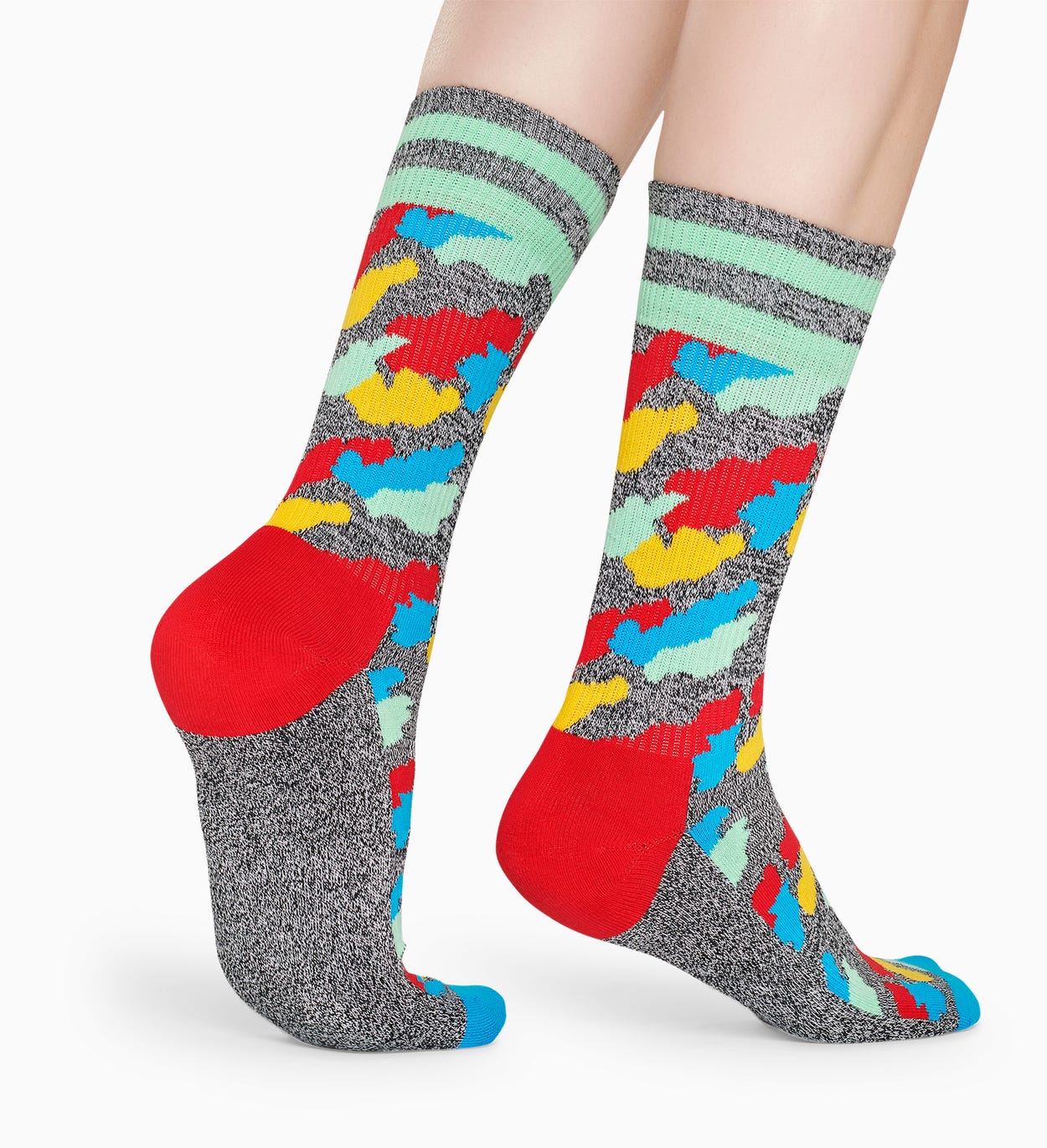 Grey, Red Socken: Cloud - ATHLETIC | Happy Socks