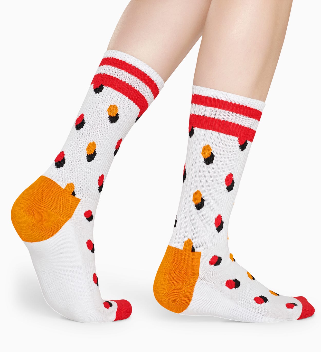 Weiße, rote Socken: Dot - ATHLETIC | Happy Socks