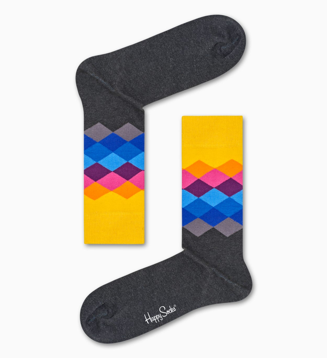 ダークグリーン コットンソックス: Faded Diamond 柄 | Happy Socks