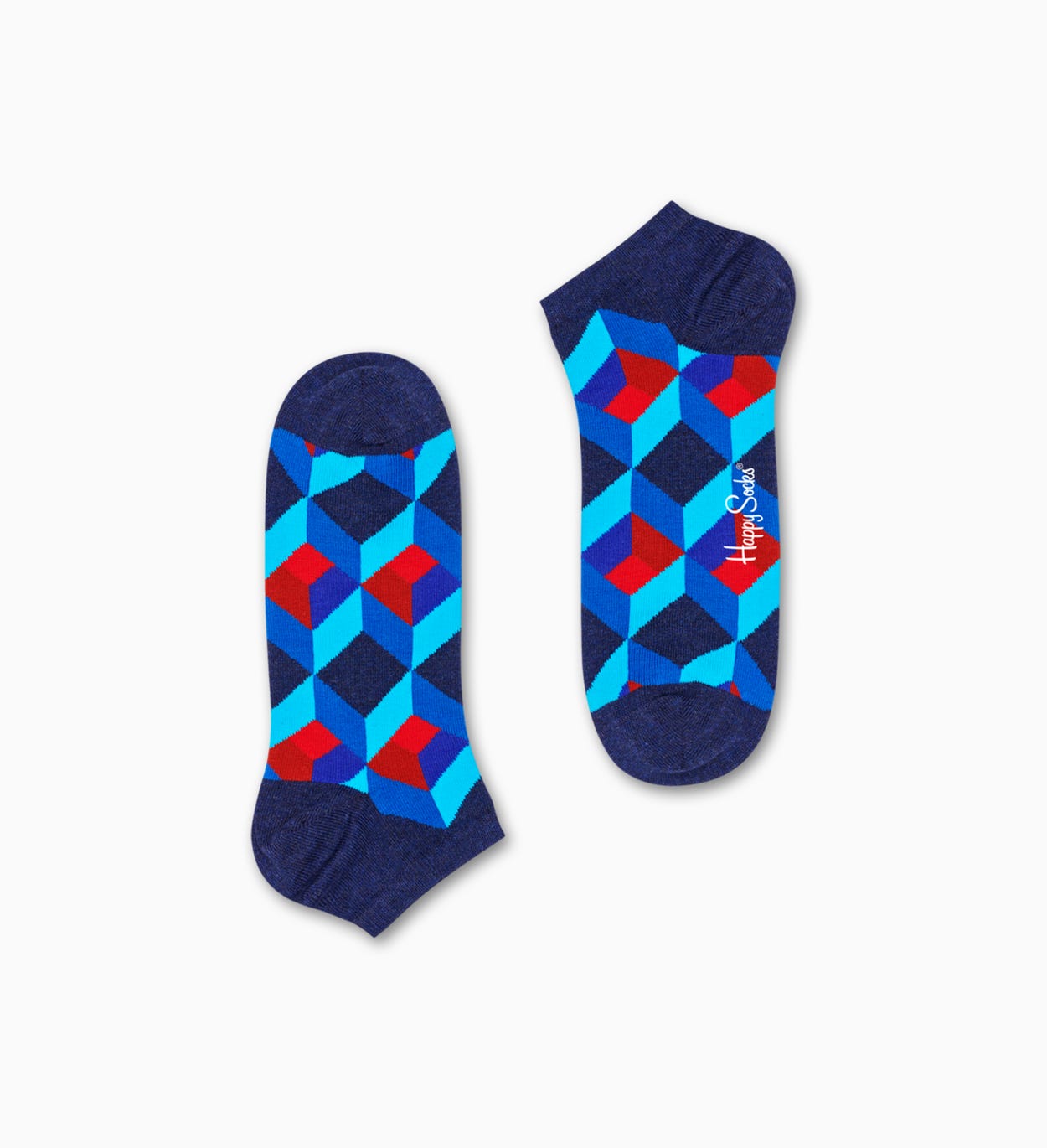 Blaue Low Socken: Optic Square | Happy Socks