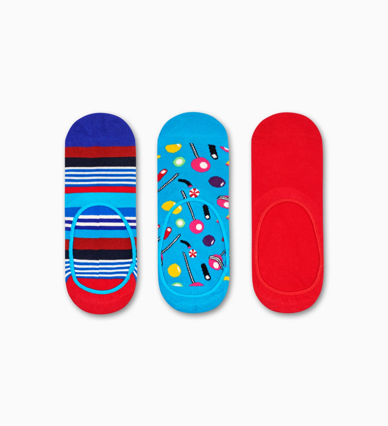 Blaue Füßlinge 3er-Pack: Streifen | Happy Socks