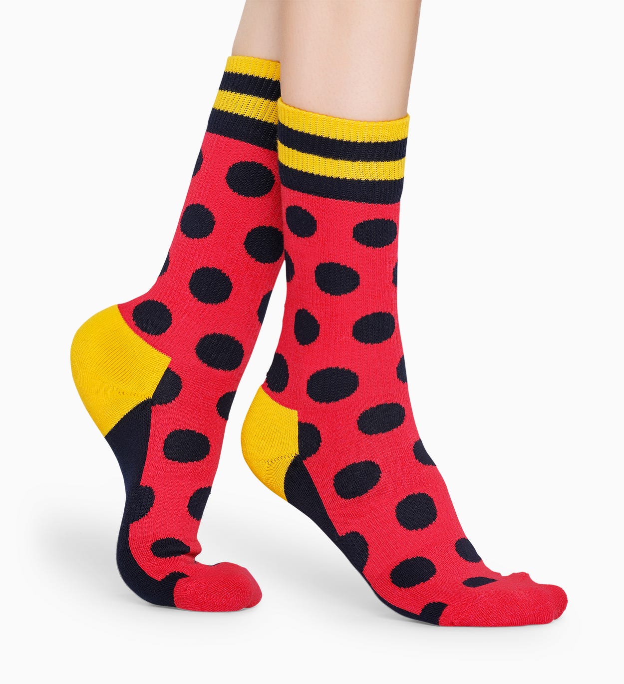 Pinke, schwarze Socken: Big Dot - ATHLETIC | Happy Socks