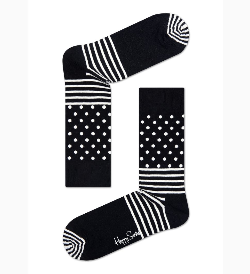 Schwarze And Weiße Baumwollsocken: Stripe Dot | Happy Socks