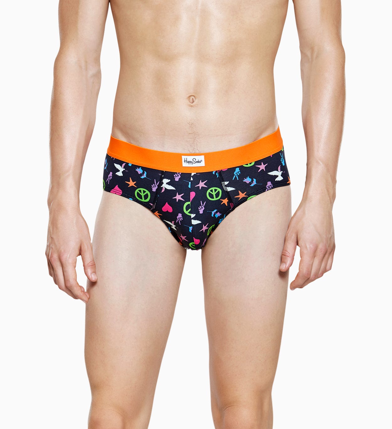 Schwarze Herrenunterwäsche: Peace Love Brief | Happy Socks