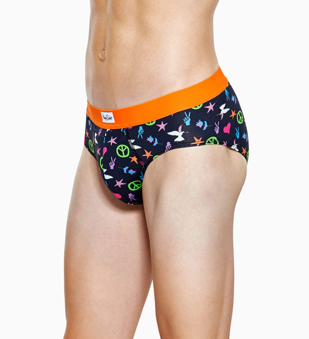 Schwarze Herrenunterwäsche: Peace Love Brief | Happy Socks