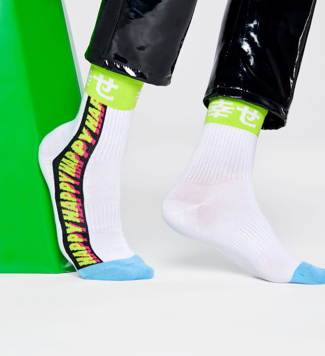 Happy 3/4 Crew Socken, Weiß - ATHLETIC | Happy Socks