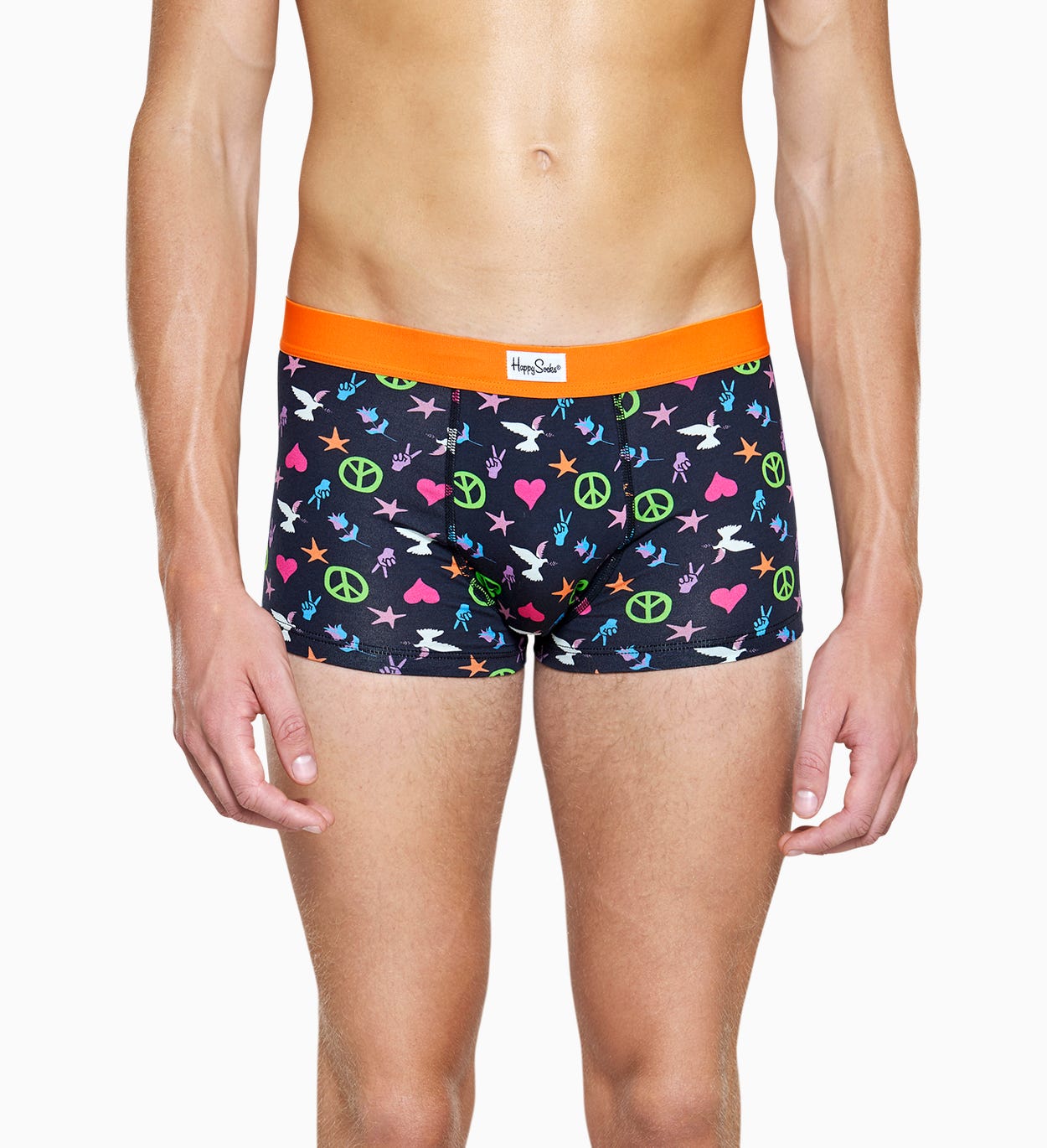 Schwarze Herrenunterwäsche: Peace Love Trunk | Happy Socks